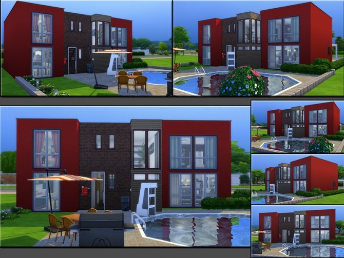 Sims 4 MB Modern Brick Row House by matomibotaki at TSR