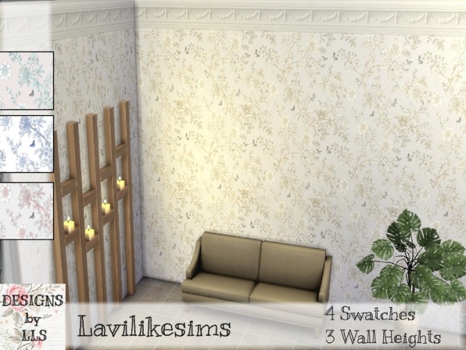 Sims 4 Busy Busy Butterfly walls by lavilikesims at TSR