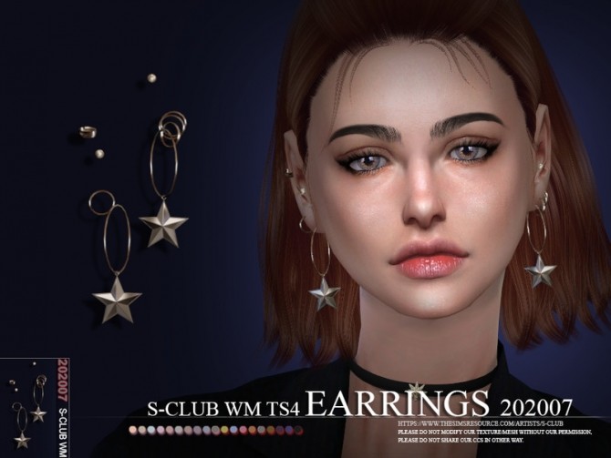 Sims 4 EARRINGS 202007 by S Club WM at TSR