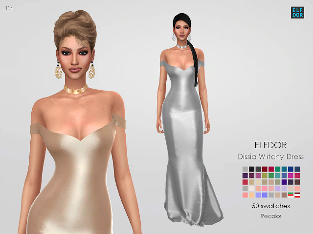 Sims 4 Dissia Witchy Dress RC at Elfdor Sims
