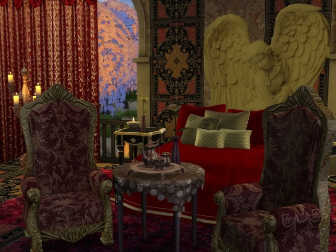 Sims 4 Red Royalty! Sofa, Golden Table and Chair Recolors at Anna Quinn Stories