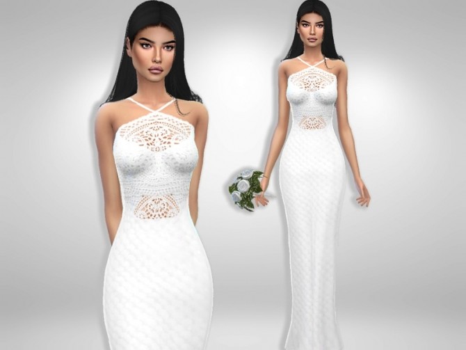 Sims 4 Ryn Wedding Dress by Puresim at TSR