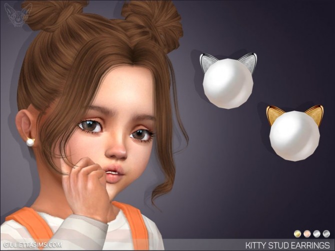 Sims 4 Pearl Kitty Earrings For Toddlers at Giulietta