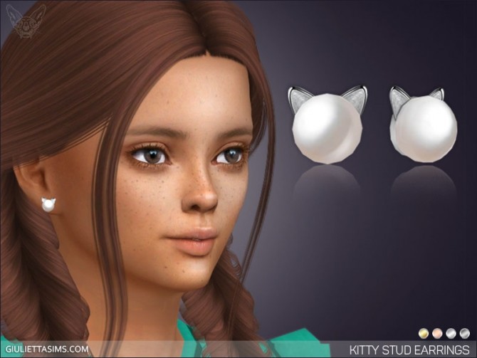 Sims 4 Pearl Kitty Earrings For Kids at Giulietta