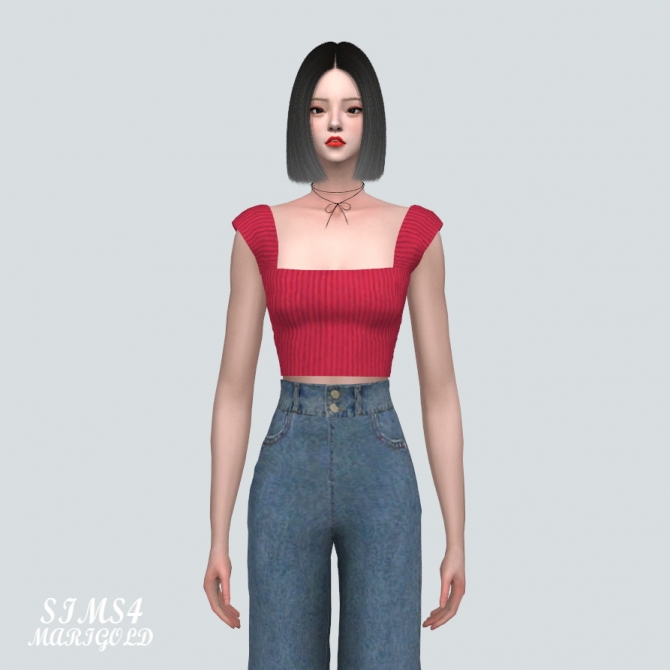 Knit Sleeveless Crop Top at Marigold » Sims 4 Updates