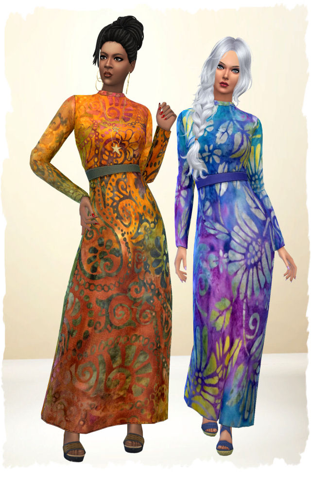 Sims 4 Long dress by Chalipo at All 4 Sims