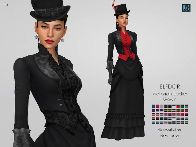Sims 4 Victorian Ladies Gown at Elfdor Sims