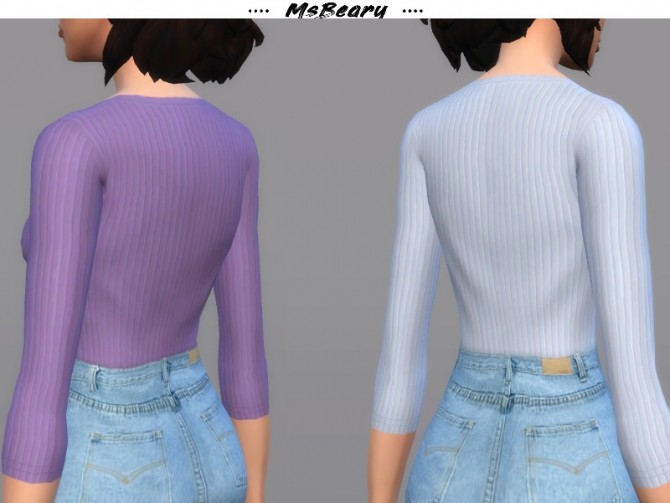 Sims 4 Rib Nit Button Shirt by MsBeary at TSR
