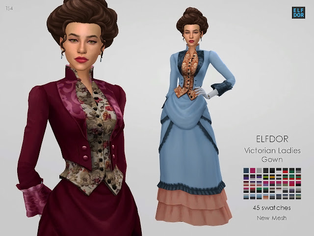 Sims 4 Victorian Ladies Gown at Elfdor Sims