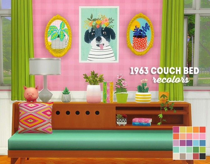 Sims 4 1963 couch bed recolors at Lina Cherie