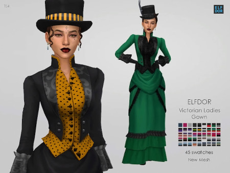 Victorian Ladies Gown at Elfdor Sims » Sims 4 Updates