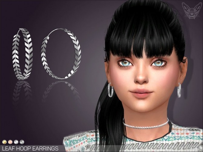 Sims 4 Leaf Hoop Earrings For Kids at Giulietta
