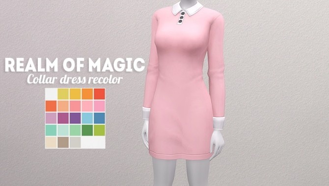 Sims 4 Realm of magic collar dress recolor at Lina Cherie
