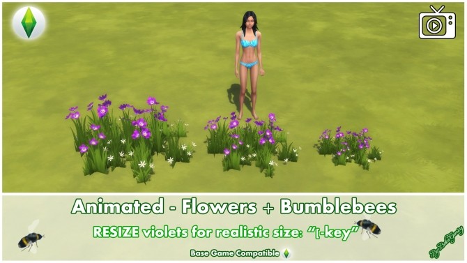 Sims 4 Animated Flowers + Bumblebees by Bakie at Mod The Sims