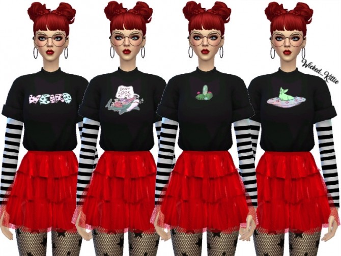 Sims 4 Kara Layered Tee Shirts by Wicked Kittie at TSR
