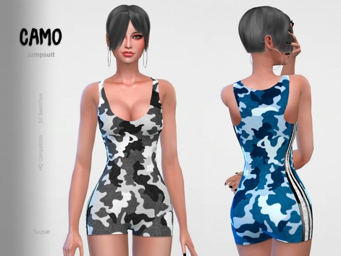 Sims 4 Camo Jumpsuit by Suzue at TSR
