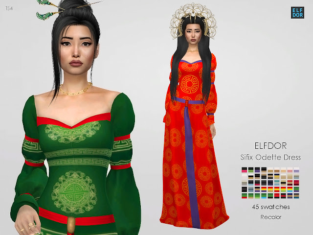 Sims 4 Sifix Odette Dress RC at Elfdor Sims