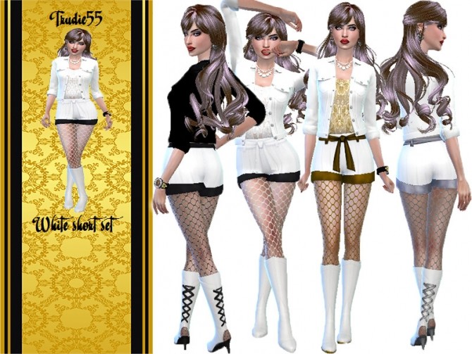 Sims 4 T55 White short set by TrudieOpp at TSR