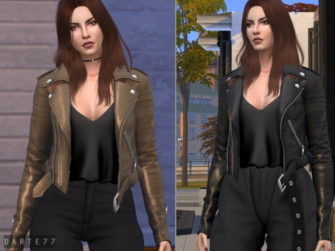Sims 4 Biker Leather Jacket (Tank Top) at Darte77