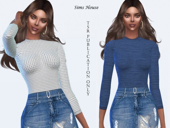 Sims 4 Womens sweater three quarter sleeve by Sims House at TSR