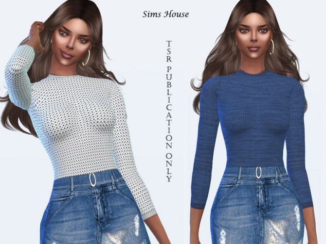 Women's sweater three quarter sleeve by Sims House at TSR » Sims 4 Updates