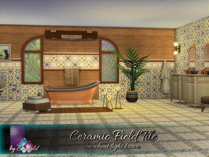 Sims 4 Ceramic Field Tile in wheat light brown by emerald at TSR