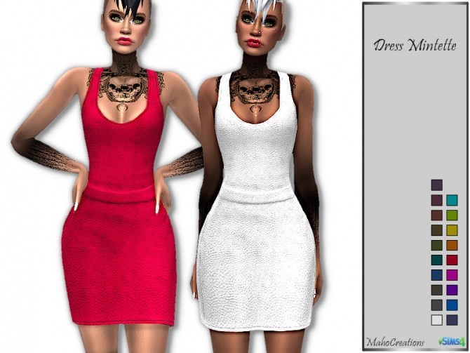 Sims 4 Leather Dress Mintette by MahoCreations at TSR