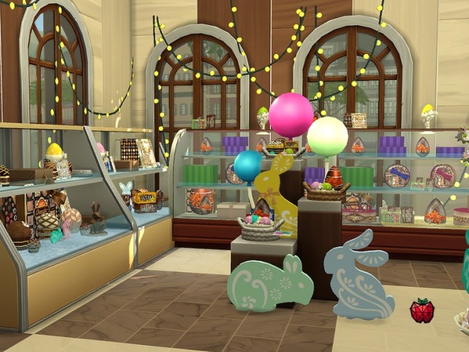 Sims 4 Ester chocolate shop and cafe by melapples at TSR