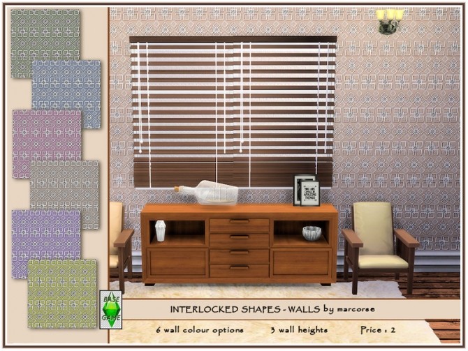 Sims 4 Interlocked Shapes Walls by marcorse at TSR
