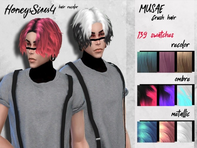 Sims 4 Male hair recolor MUSAE Crush by HoneysSims4 at TSR