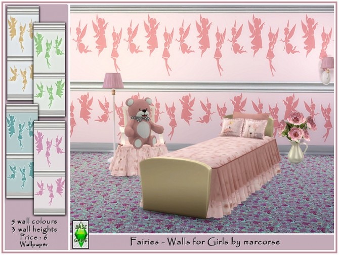 Sims 4 Fairies Walls for Girls by marcorse at TSR