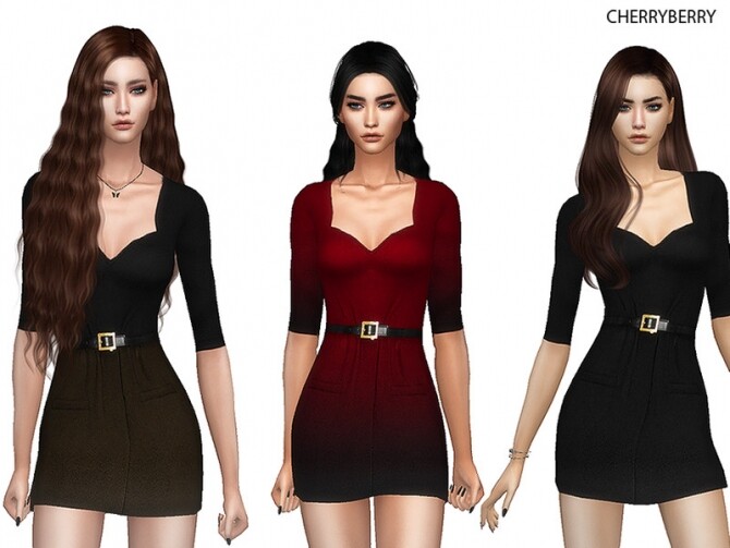 Sims 4 Fashionista Dress by CherryBerrySim at TSR