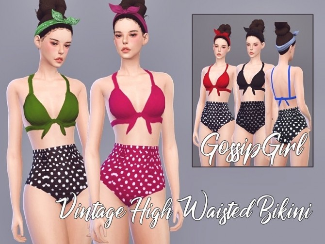 Sims 4 Vintage High Waisted swimsuit by GossipGirl at TSR