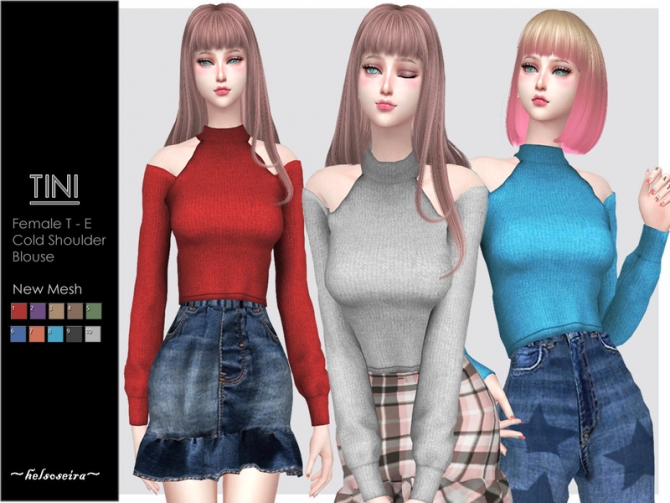TINI Cold Shoulder Top by Helsoseira at TSR » Sims 4 Updates