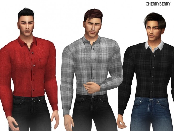 Linen Men's Shirt at Cherryberry » Sims 4 Updates