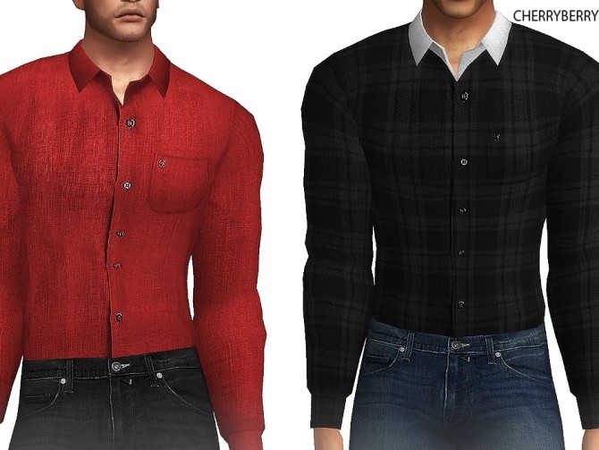 Sims 4 Linen Mens Shirt at Cherryberry