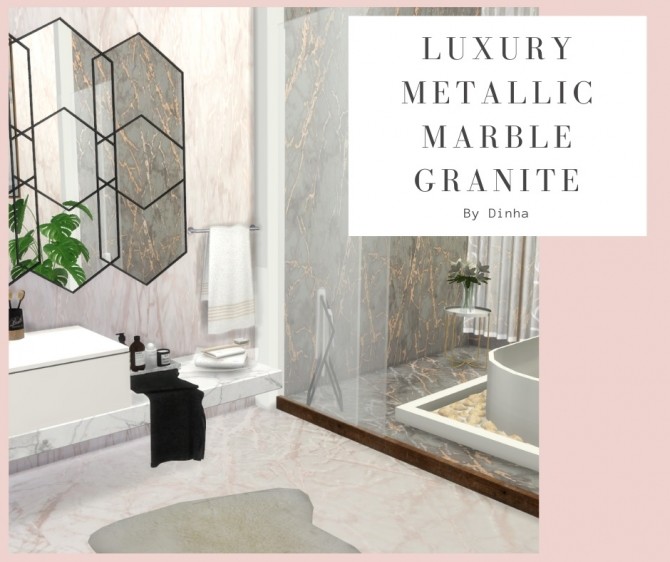 Sims 4 Luxury Metallic Marble Granite Walls at Dinha Gamer
