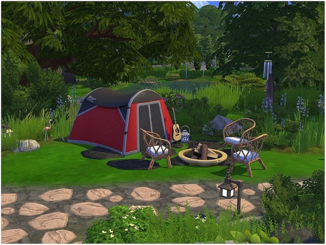 Sims 4 Water Fall Cabin by lotsbymanal at TSR
