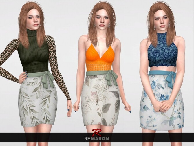 Sims 4 Floral Skirt for Women 06 by remaron at TSR