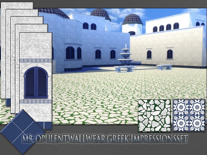 Sims 4 MB Opulent Wallwear Greek Impressions SET by matomibotaki at TSR