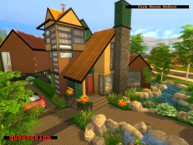 Sims 4 Farm House Modern No CC by QubeDesign at TSR