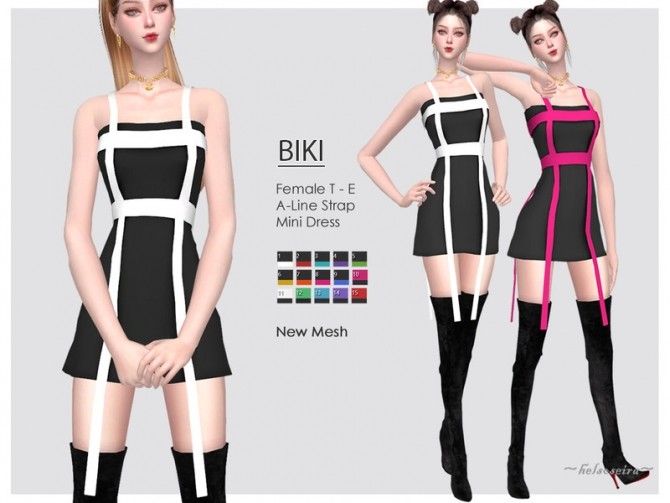 Sims 4 BIKI Strap Mini Dress by Helsoseira at TSR