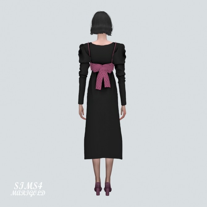 Sims 4 Lace Ribbon Bustier With Long Dress at Marigold