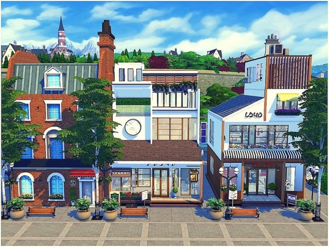 Sims 4 Downtown Street by lotsbymanal at TSR