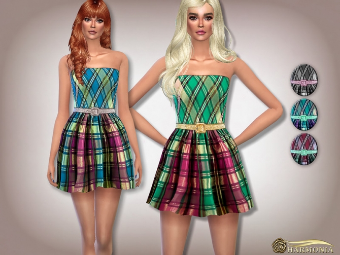 Sims 4 CC Plaid Dress