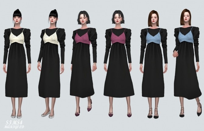 Sims 4 Lace Ribbon Bustier With Long Dress at Marigold