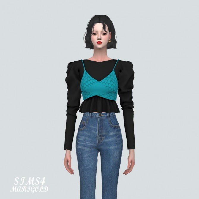 Sims 4 Lace Ribbon Bustier at Marigold