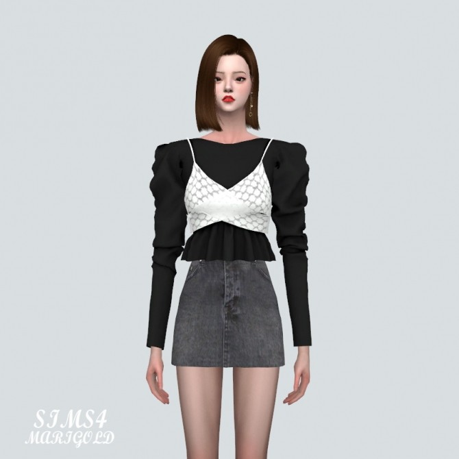 Lace Ribbon Bustier at Marigold » Sims 4 Updates