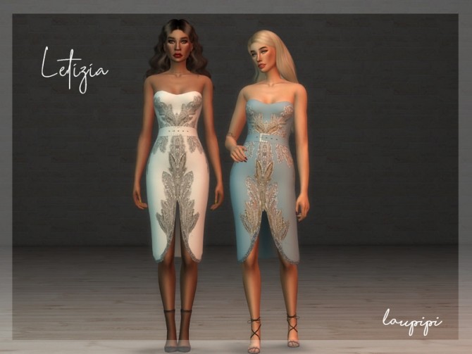 Sims 4 Letizia dress by laupipi at TSR