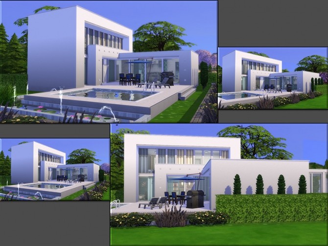 Sims 4 MB Pure white modern family cube style house by matomibotaki at TSR